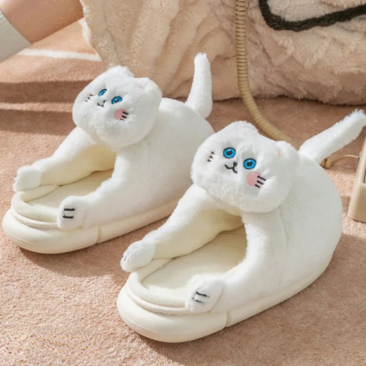 Slippers with cat emblem